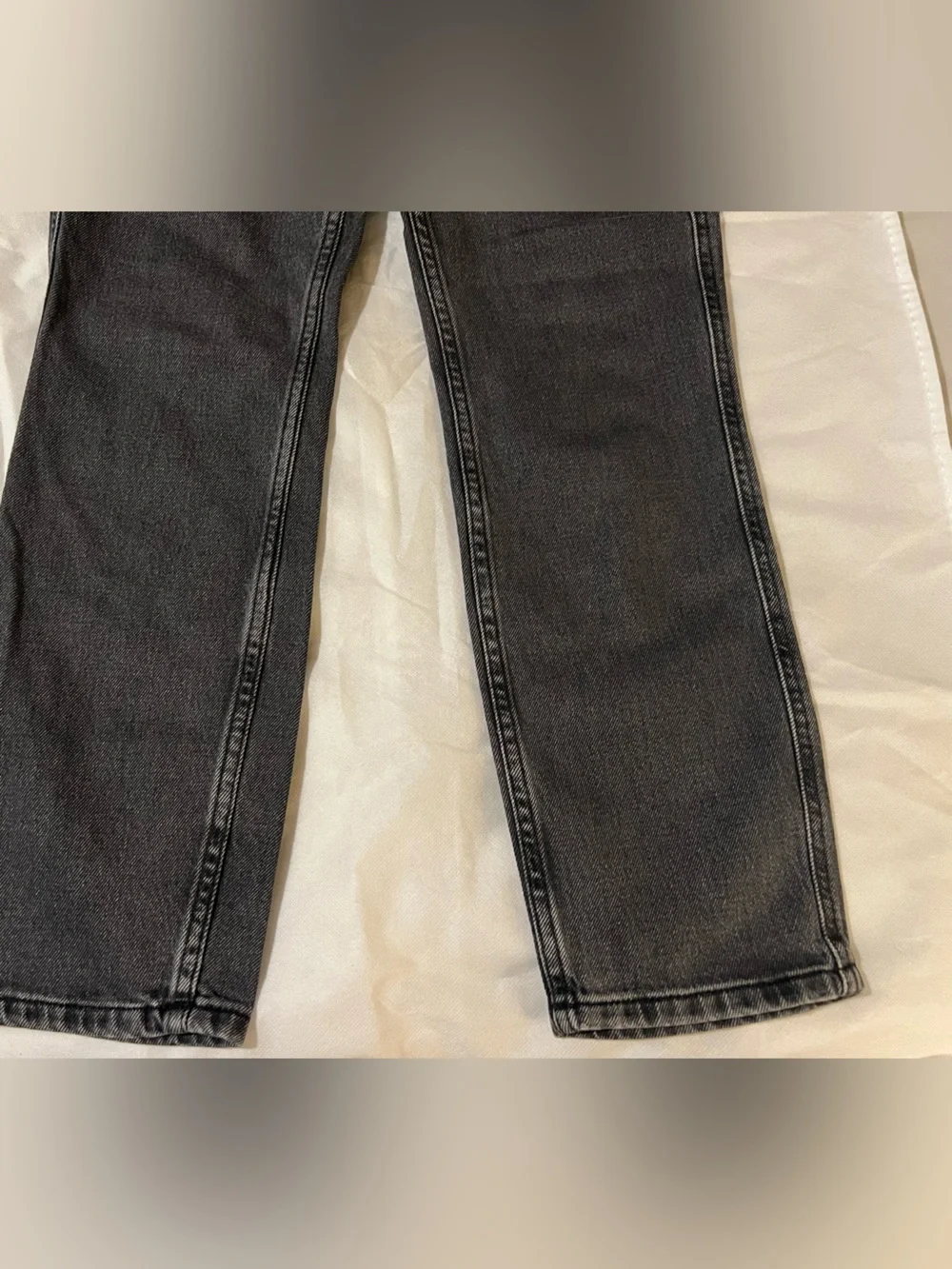 Sezane womens jeans slim parfait straight leg middle gray eu 36 or 4 high rise